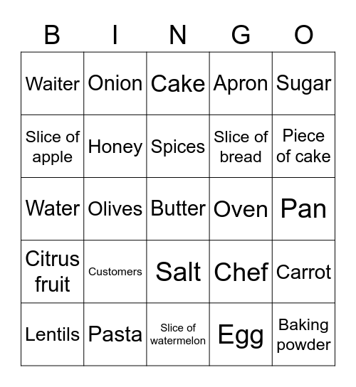 Countable and Uncountable Food Bingo Card