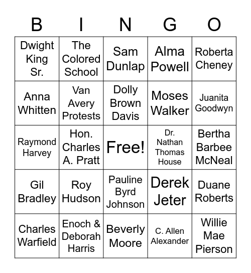 BLACK HISTORY BI GO Bingo Card