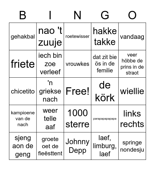 Vastelaovesbingo 2022 Bingo Card