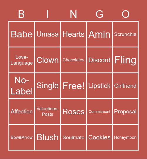 Anchieta Valentine's Day Bingo Card