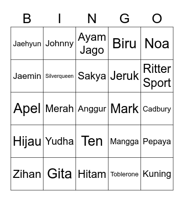 Bingo Yudha Bingo Card