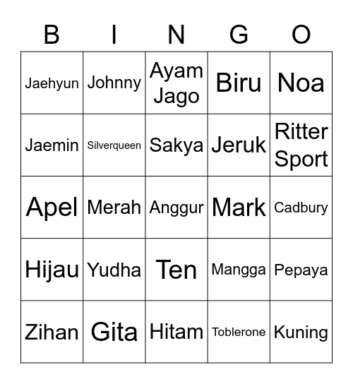 Bingo Yudha Bingo Card