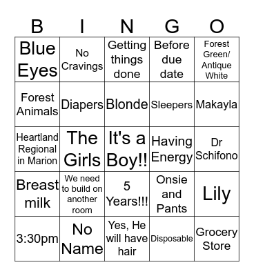 Baby Boy Bush Bingo! Bingo Card