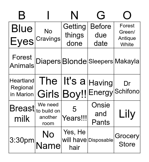 Baby Boy Bush Bingo! Bingo Card