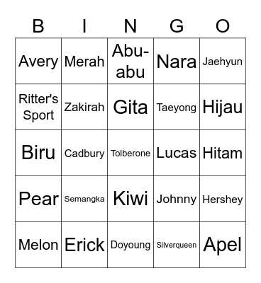 Erick Bingo Card