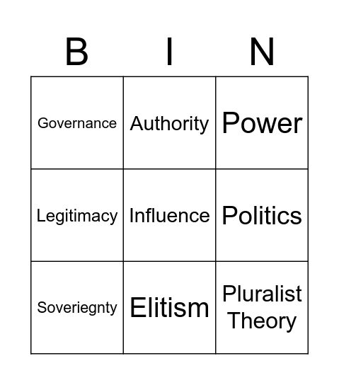 Philippine Politics and Governance Bingo Card