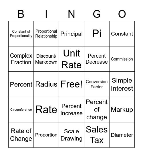 6th Grade Bingo 02/14 Bingo Card