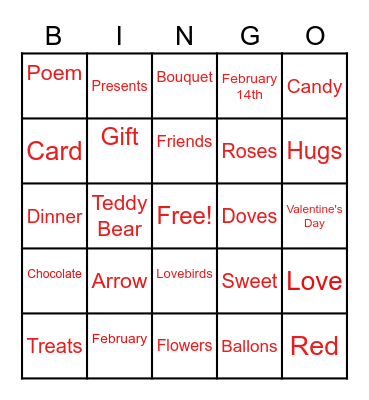 Valentine's Bingo Card