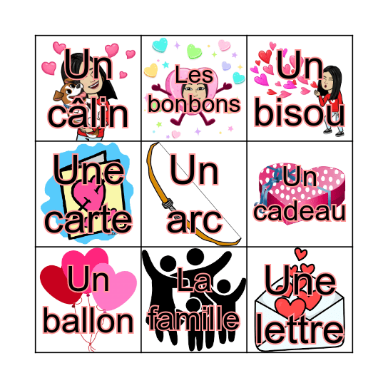 La Saint-Valentin Bingo Card