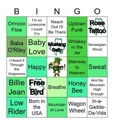 DJ Matty's Musical Bingo Card