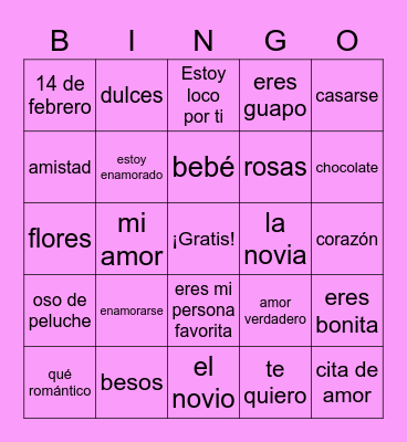 Sal Valentín Bingo Card