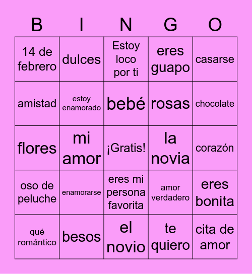 Sal Valentín Bingo Card