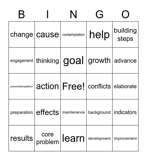 Theory of Change Bingo Card