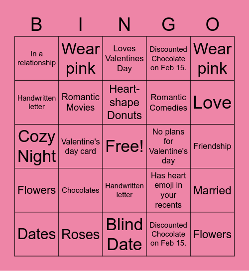 OISS Valentines Day Bingo! Bingo Card