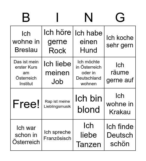 Hallo :) Bingo Card