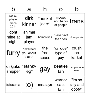 how similar r u to me Bingo Card