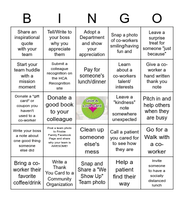 Random Acts of Kindness BINGO Card