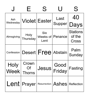 Lent Bingo Card