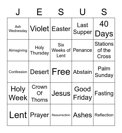 Lent Bingo Card