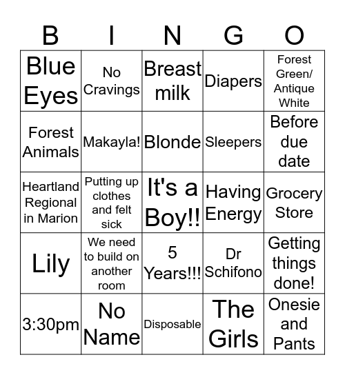 Baby Boy Bush Bingo! Bingo Card