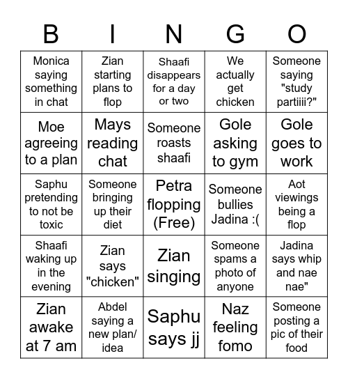 Skating? Bingo Card