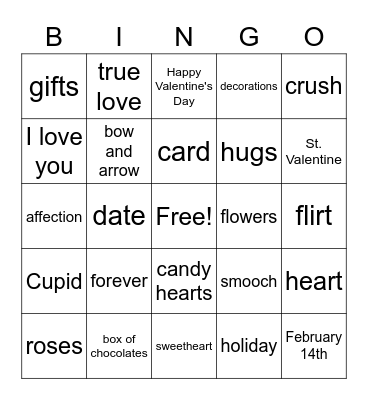 Valentine's Day BINGO ! Bingo Card