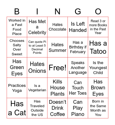 HUMAN BINGO Card