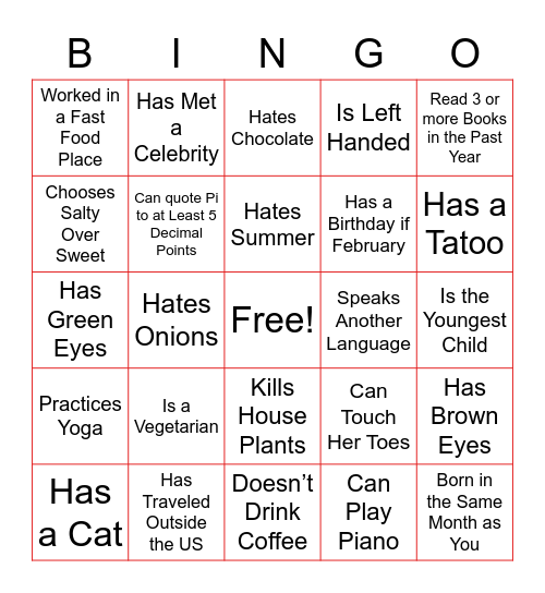 HUMAN BINGO Card