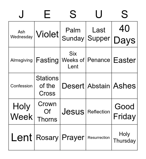 Lent Bingo Card