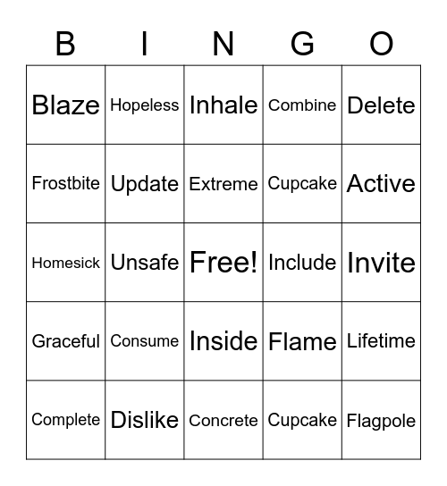 Multi-Syllable Silent E Bingo Card