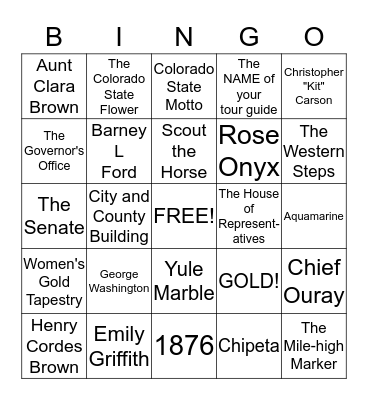 Capitol Bingo Card