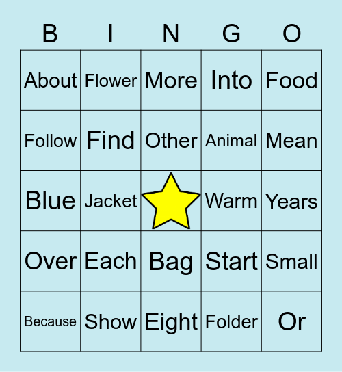 Syllables Bingo Card