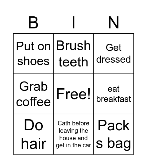 Thursday's morning Bingo Card