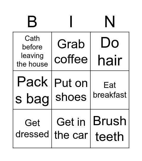 Tuesday Morning's Bingo Card