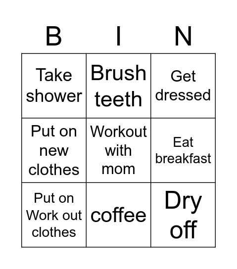 Monday mornings Bingo Card