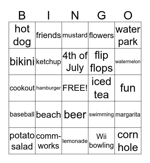 COMM-WORKS SUMMER COOKOUT 2015 Bingo Card