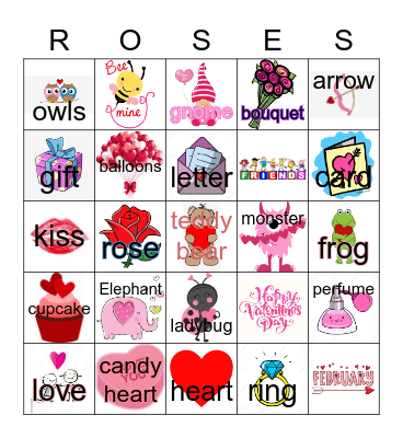 Valentines Day Bingo Card