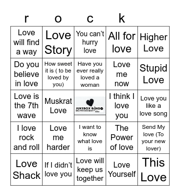 JBB Rock 21422 Bingo Card