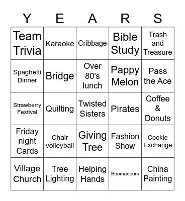 50 YEARS Bingo Card