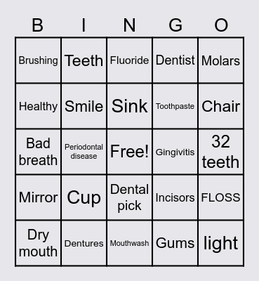 Dental Health Bingo Card