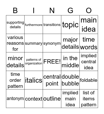 READ 0307 Bingo Card