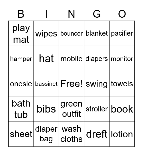 Baby Bingo Card