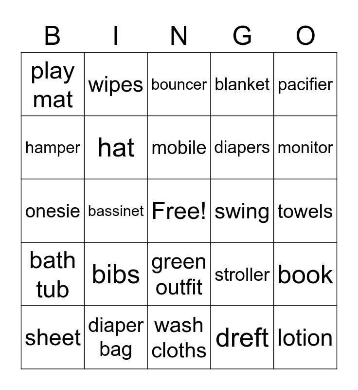 Baby Bingo Card