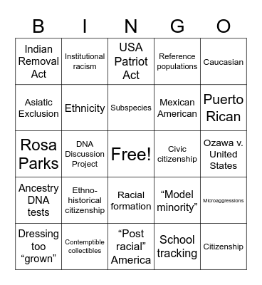 Untitled Bingo Card