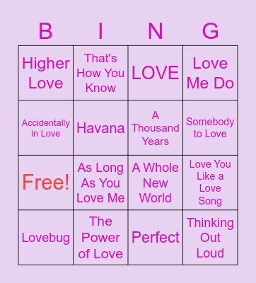 Valentine's Day BINGO Card