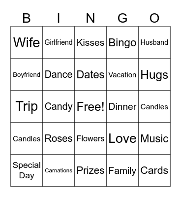 Happy Valentines Day! Bingo Card