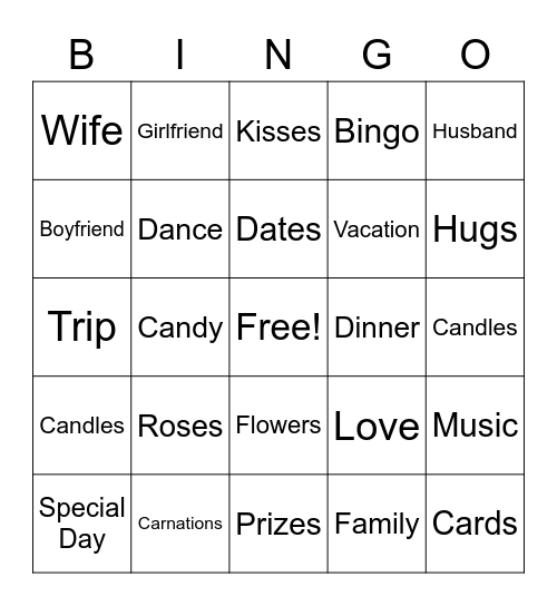 Happy Valentines Day! Bingo Card