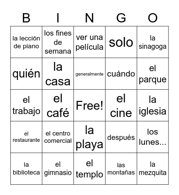 Capítulo 4A Bingo Card