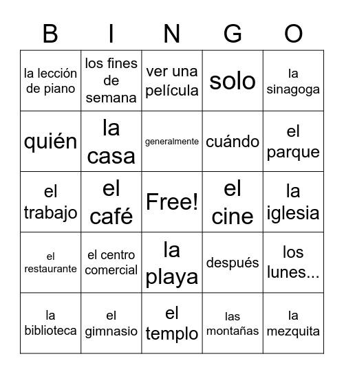 Capítulo 4A Bingo Card