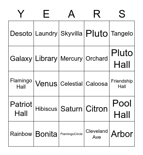 50 YEARS Bingo Card